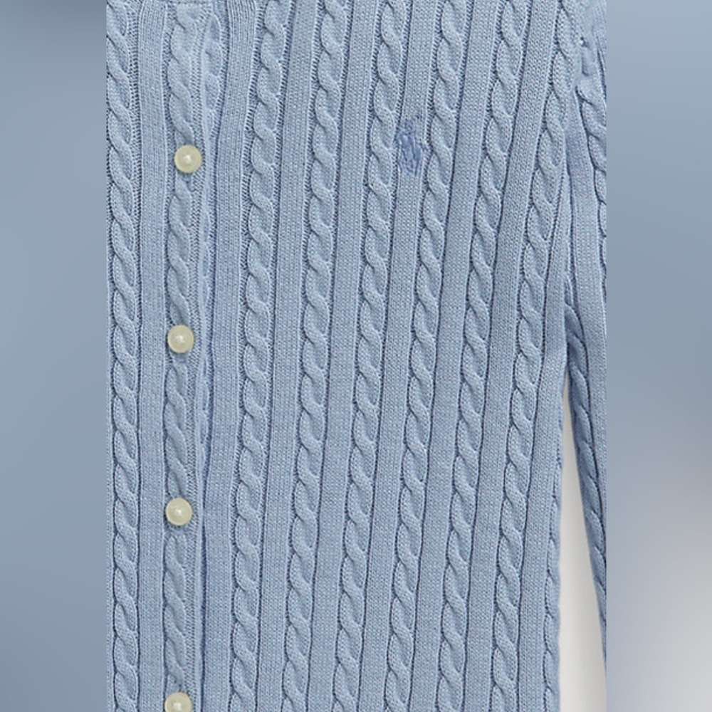Polo by Ralph Lauren Women's Light Blue Cable-Knit Cardigan - Picture 3 of 3